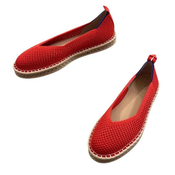 NEW Rothy’s The Espadrille Red Hot Jute Cushion Slip On Knit Flat Comfort Size 8 - Picture 2 of 12